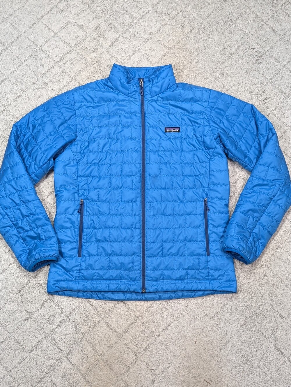 Patagonia Jacket Mens L Blue Andes Nano Puff Quilted Insulated Full Zip Outdoor